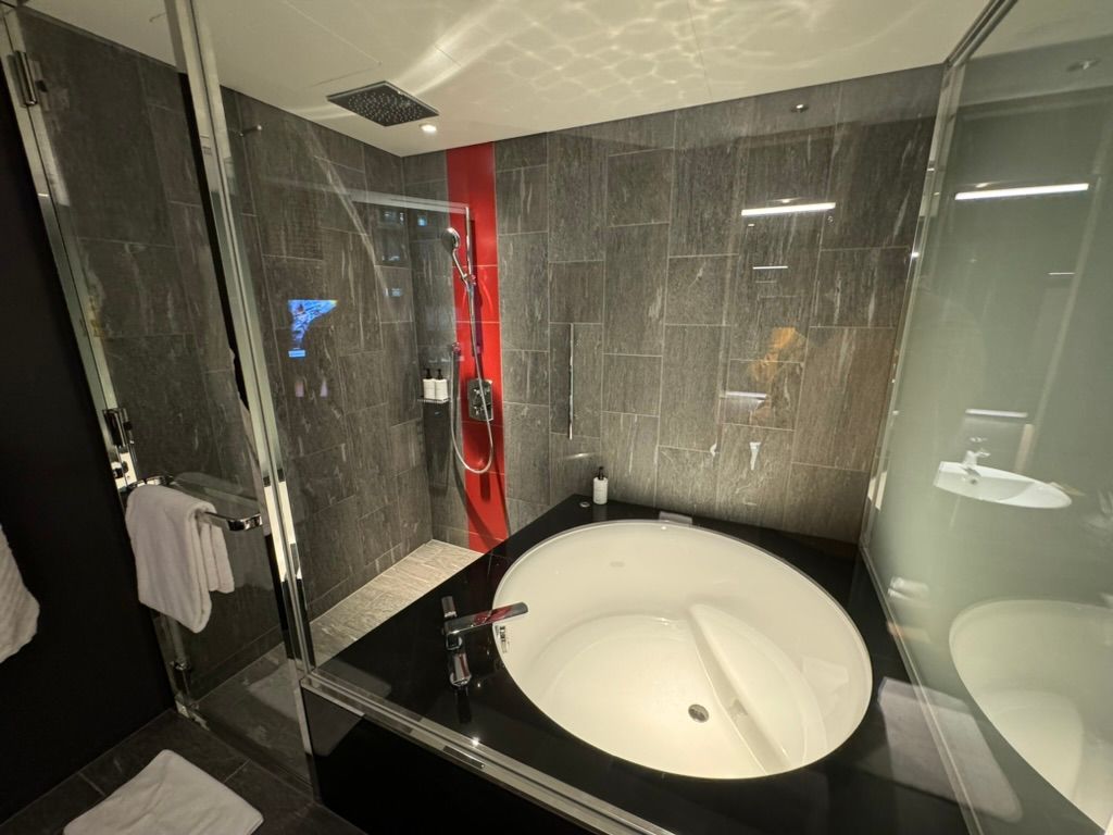 The shower and tub