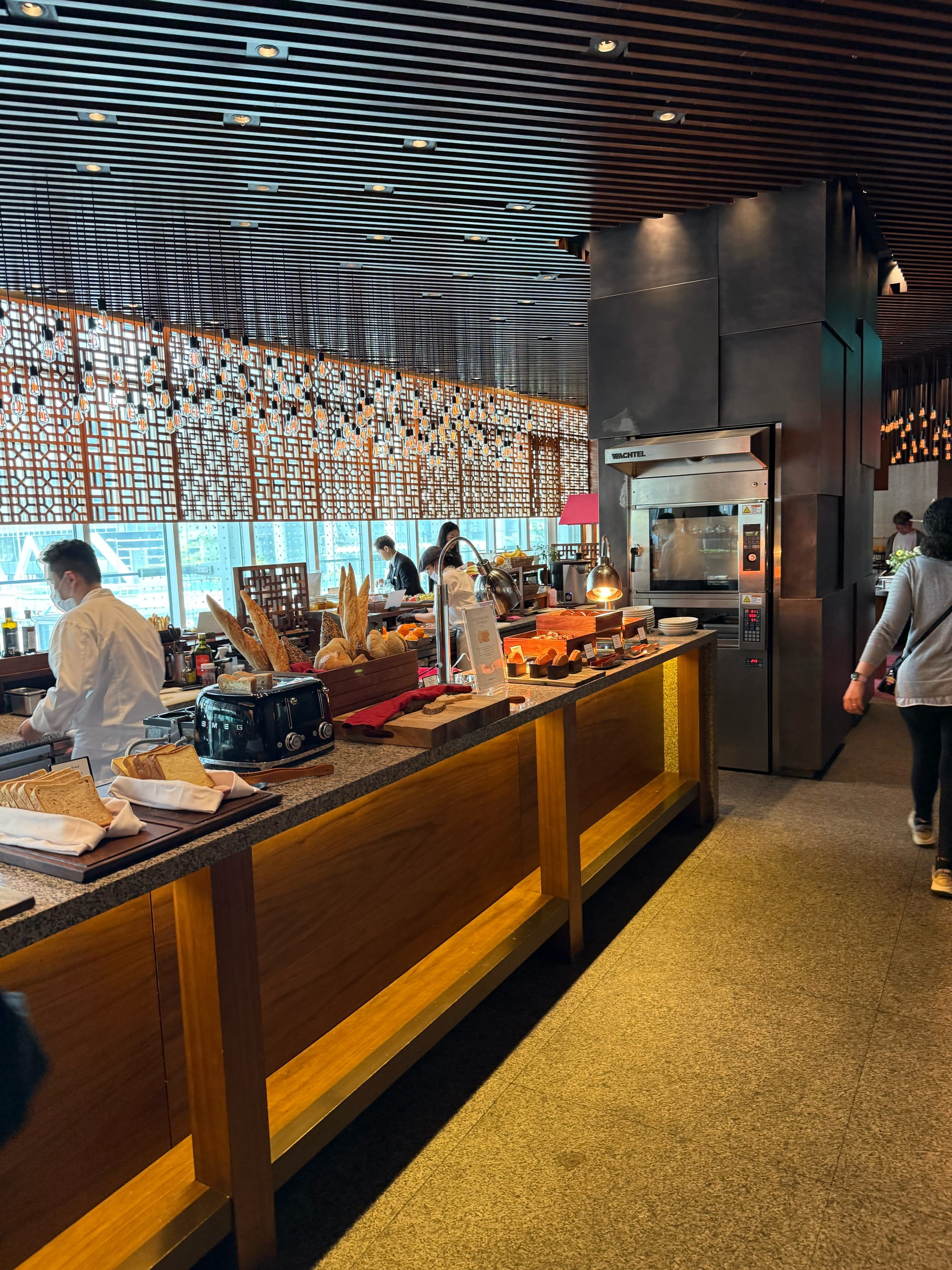 Side view of the bread station