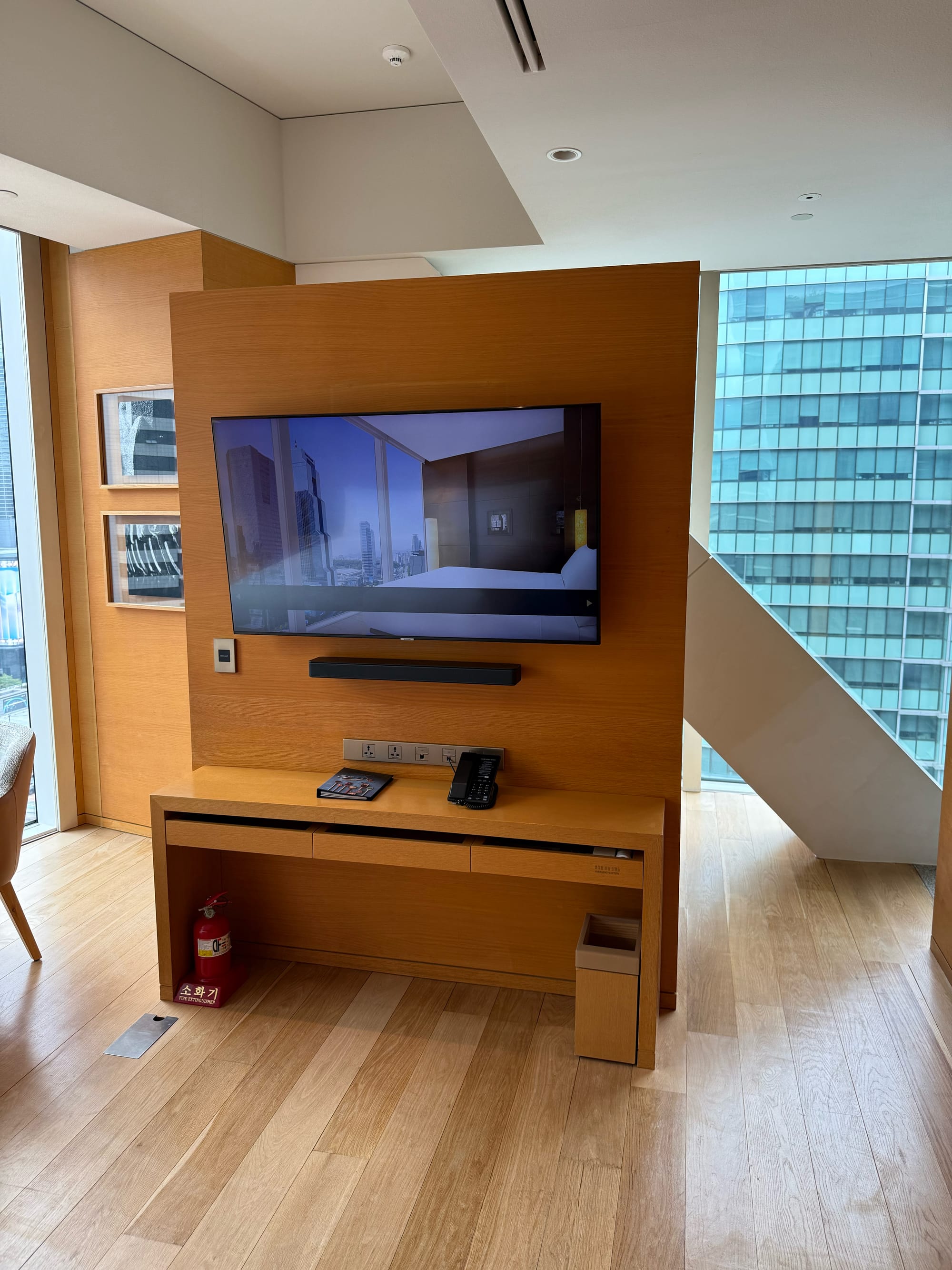 The TV and Mounted soundbar