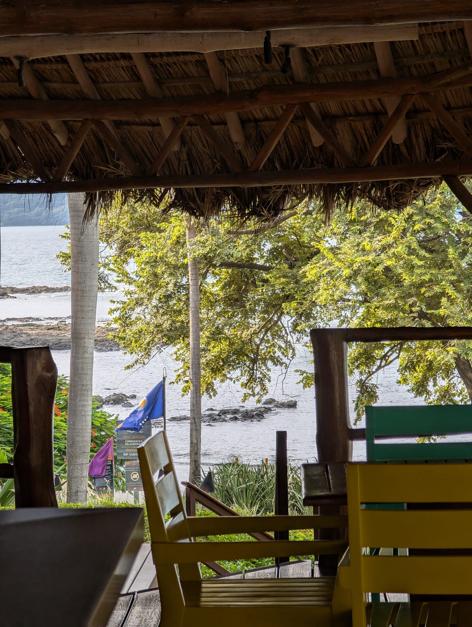 View of the beach from the bar